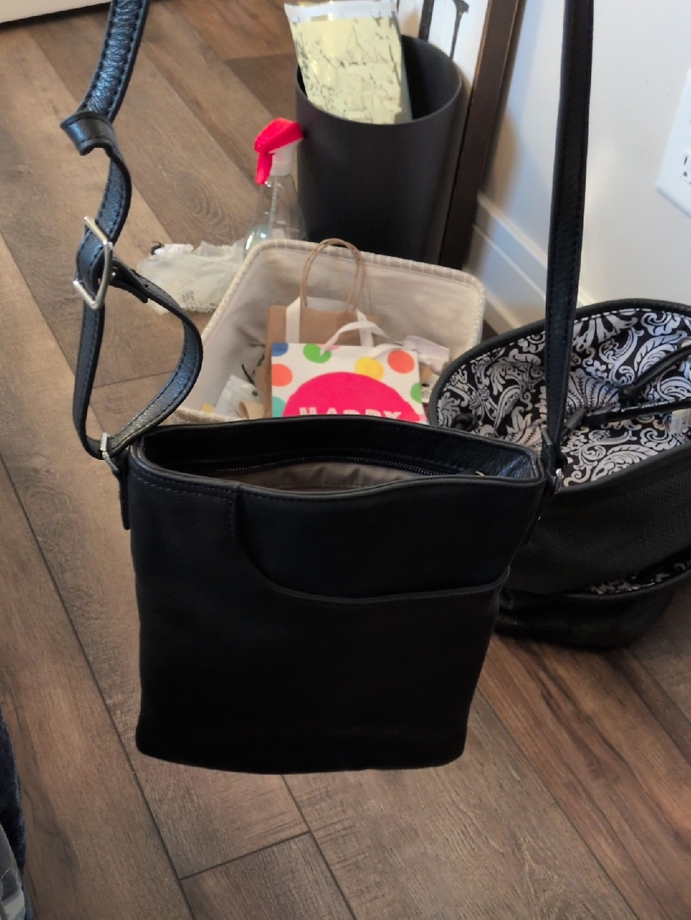 Margot Black Leather  Messenger Bag